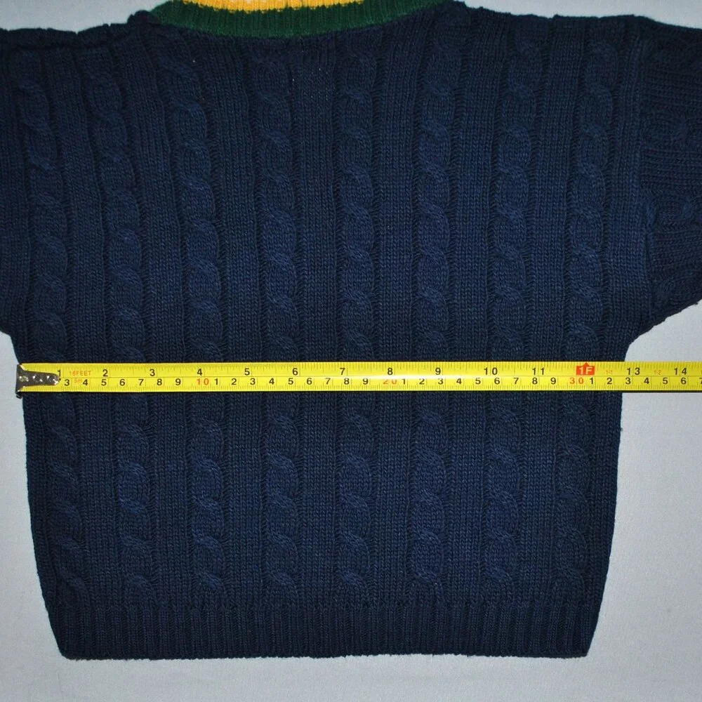 Vintage OshKosh B'Gosh Toddler Sweater Size 3T Cable Knit V-Neck Sweater Stripes